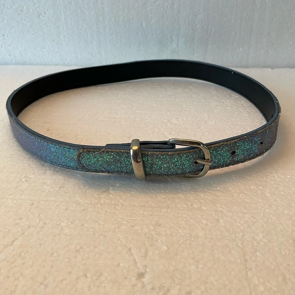 Glitter belt sparkle embellished silver girls size M